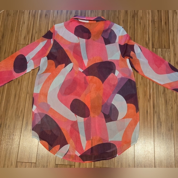 💚 NWT Prettty Little Thing Colorful Abstract Button-Up Blouse - Picture 10 of 11
